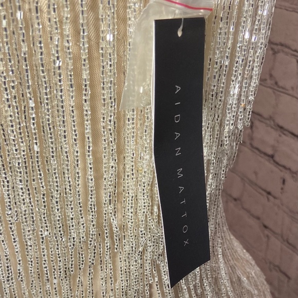 NWT Aidan Mattox Seed Bead Gold/Silver Fringe Dress, SZ 6, Fearless Era Inspired - Picture 6 of 15